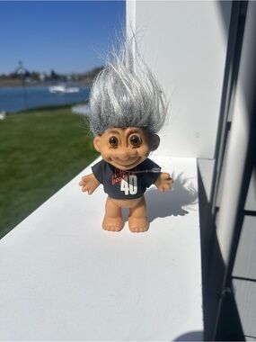 Russ Berrie Troll Doll 68421 Gray Hair Football Shirt Vintage 1990s Collectible